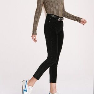 Rag & Bone 10" Capri Skinny Velvet Pant Size 28 Black